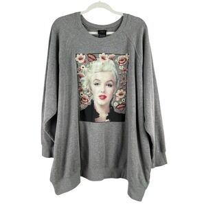 Torrid x Marilyn Monroe Gray Floral Embroidered Fleece Sweatshirt Women's 4X